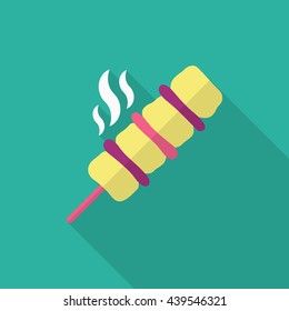 Kebab icon, Vector flat long shadow design. EPS10
