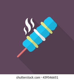 Kebab icon, Vector flat long shadow design. EPS10