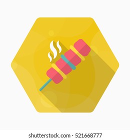 Kebab icon, Vector flat long shadow design. EPS10
