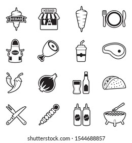 Kebab Icons. Line With Fill Design. Vector Illustration.