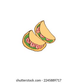 Ilustración kebab, vector dibujado a mano alzada