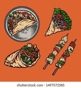 Kebab illustration using a hand drawing style
continued with digital coloring, this is a combination of hand drawing style and digital color