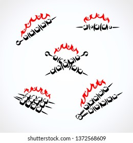 Kebab labels and elements set. Collection icon kebabs. Vector