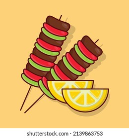 ilustración de kebab lemon Vector en un fondo transparente.Símbolos de calidad premium. icono plano de línea vectorial para el concepto y el diseño gráfico.