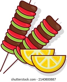 kebab lemon Vector illustration on a transparent background.Premium quality symbols. vector line flat  icon for concept and graphic design.