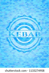 Kebab light blue emblem with mosaic background