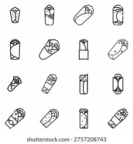 Kebab Line Icon Set Minimal Street Food Collection