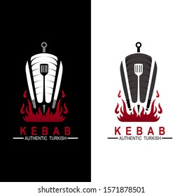 Kebab logo, simple flat vector illustration of doner kebab