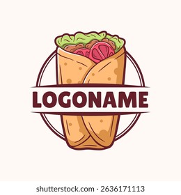 Kebab logo template. suitable for restaurant, cafe and food industry. The logo features a kebab with lettuce and tomatoes on top