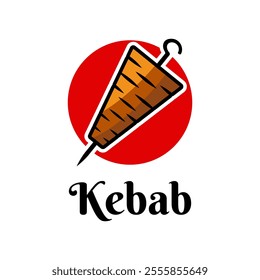 Kebab logo vector illustration template. Art icon of lettering design