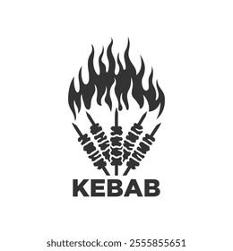 Kebab logo vector illustration template. Art icon of lettering design