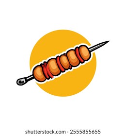 Kebab logo vector illustration template in circle