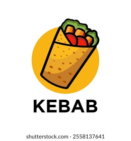 Kebab logo vector illustration template in circle