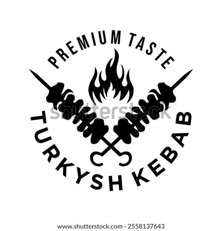 Kebab logo vector illustration template. Art icon of lettering design