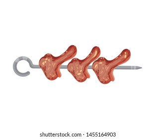 Kebab meat ribs. Vector illustration on white background.