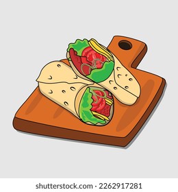 Kebab with meat and vegetable vector design