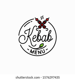 Kebab menu logo. Round linear logo of kebab on white background