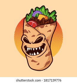 Kebab monster character vector illustration