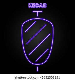 kebab neon sign, modern glowing banner design, colorful modern design trends on black background. Vector illustration.