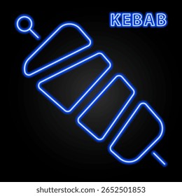kebab neon sign, modern glowing banner design, colorful modern design trends on black background. Vector illustration.