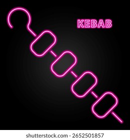 kebab neon sign, modern glowing banner design, colorful modern design trends on black background. Vector illustration.