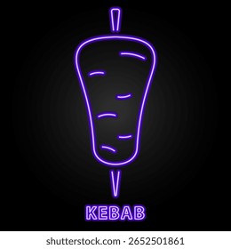 kebab neon sign, modern glowing banner design, colorful modern design trends on black background. Vector illustration.