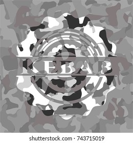 Kebab on grey camo texture