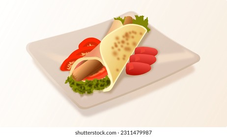 kebab on plate vector illustration design background 