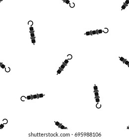 Kebab on skewer pattern repeat seamless in black color for any design. Vector geometric illustration