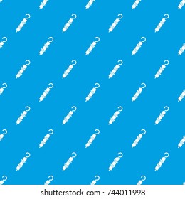 Kebab on skewer pattern repeat seamless in blue color for any design. Vector geometric illustration