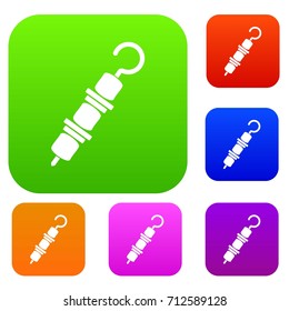 Kebab on skewer set icon color in flat style isolated on white. Collection sings vector illustration