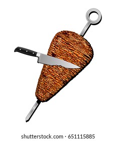 Kebab on a spit, shaurma.
