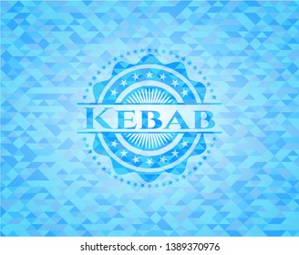 Kebab realistic light blue mosaic emblem