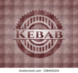 Kebab red seamless emblem with geometric pattern background.