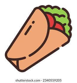 Kebab Sandwich Simple Line Icon Symbol Logo