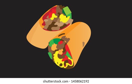 Kebab Shawarma Flat Illustration Vector