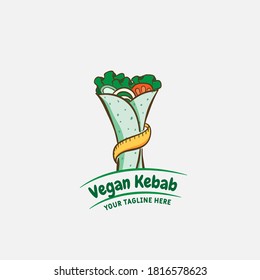 Kebab and shawarma logo design vector template. Vector label Turkish and Arabian fast food.