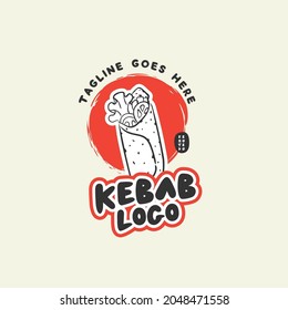 Kebab and shawarma logo design vector template. Vector label Turkish and Arabian fast food.