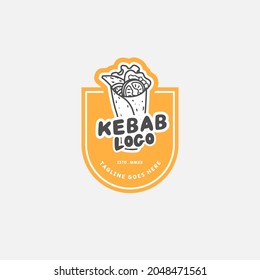 Kebab and shawarma logo design vector template. Vector label Turkish and Arabian fast food.