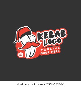 Plantilla vectorial de diseño del logotipo Kebab y shawarma. Etiqueta vectorial comida rápida turca y árabe.