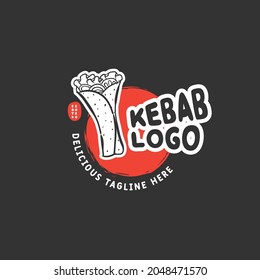 Kebab and shawarma logo design vector template. Vector label Turkish and Arabian fast food.