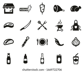 Kebab oder Kebab Shop Icons Black & White Set Big