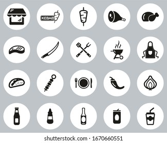 Kebab oder Kebab Shop Icons Black & White Flat Design Circle Set Big