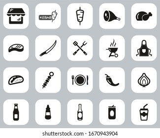 Kebab oder Kebab Shop Icons Black & White Flat Design Set Big