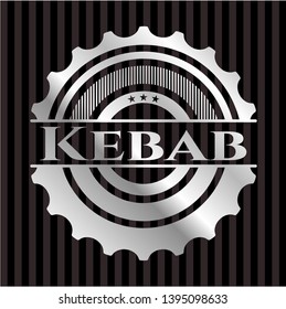 Kebab silver badge or emblem. Vector Illustration. Mosaic.