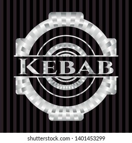 Kebab silver emblem or badge. Vector Illustration. Mosaic.