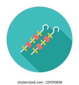 Kebab. Single flat color icon. Vector illustration.