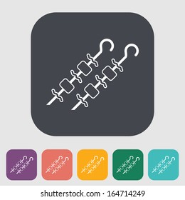 Kebab. Single flat icon on the button. Vector illustration.