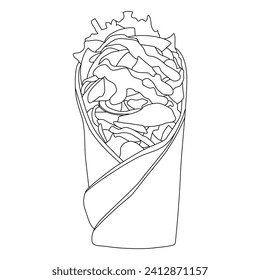 Kebab sketch vector illustration, suitable for coloring book and graphic design element