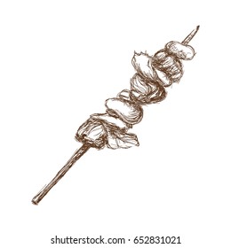 kebab steak fast food grilled hand drawing icon